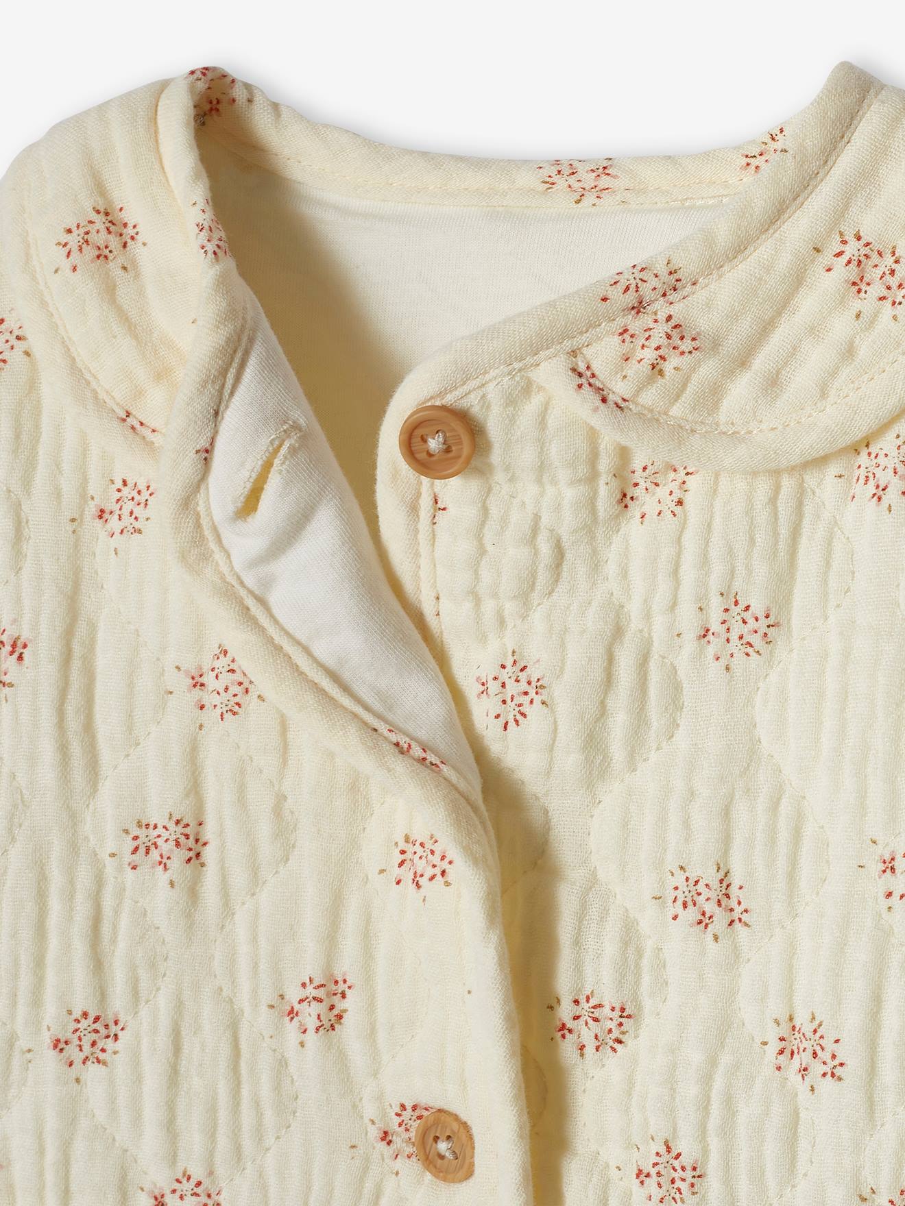 Casaquinho de chiffon de algodão cru para bebê
