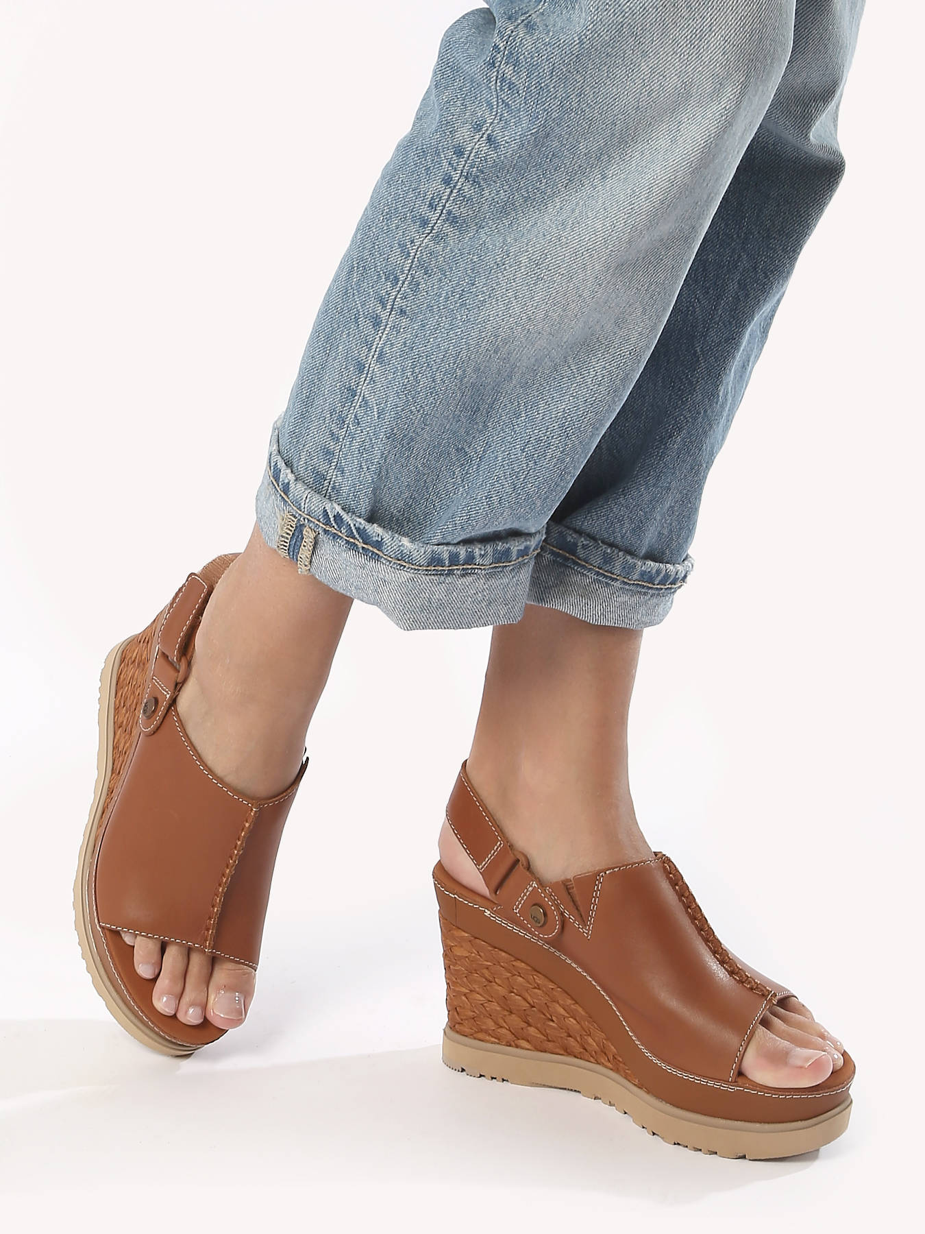Sandales talon compens en cuir UGG