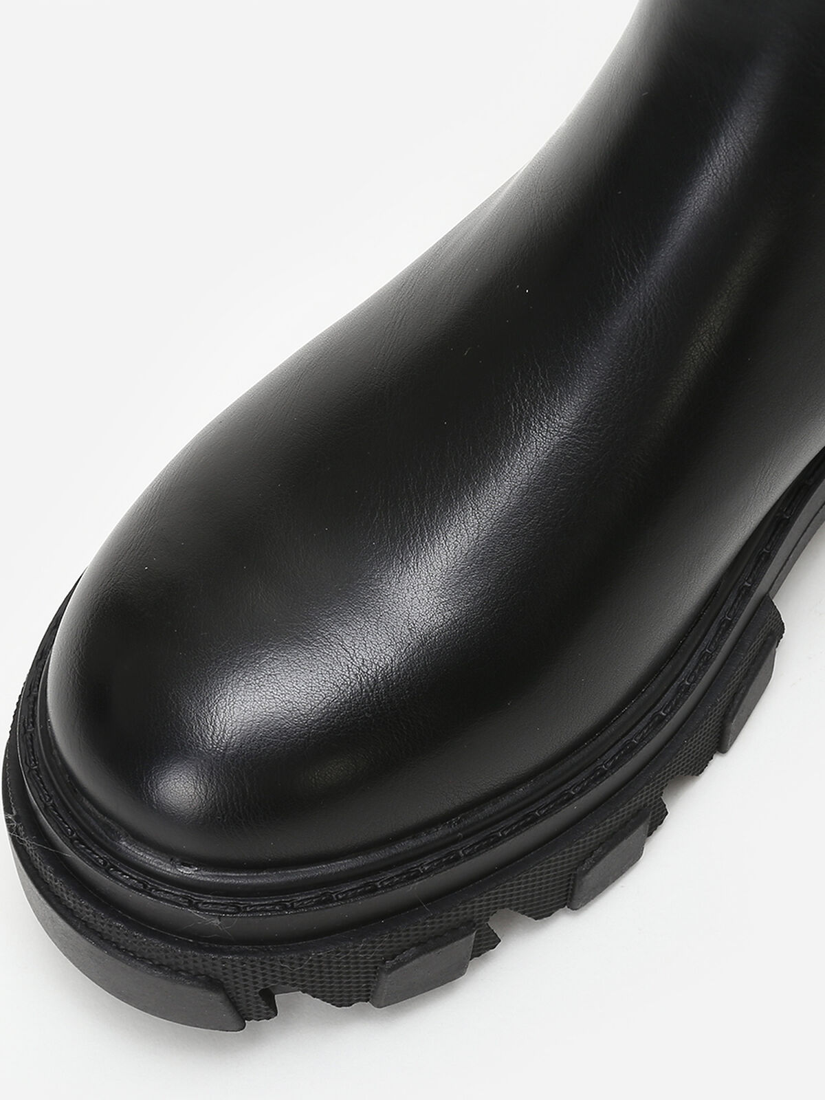 Bottines Chelsea à plateforme crantée- Noir