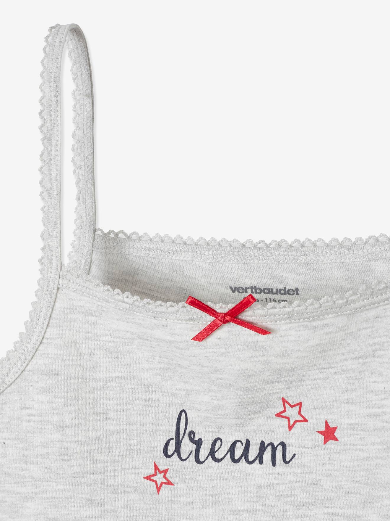 Conjunto de 3 camisetas sem mangas para meninas, branco claro, bicolor/multicoloridas