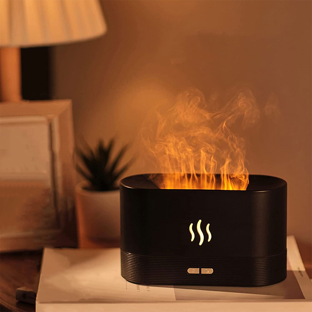 (180ml) USB Luftbefeuchter Flammen Beleuchtung Aroma Öl Diffuser mit LED Beleuchtung - Weiss