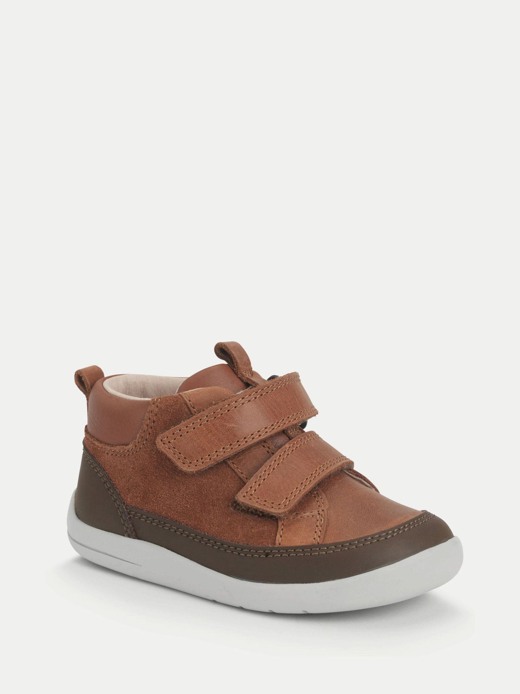 Start-Rite Kids Rove Leather and Suede Double Rip Tape First Walking Brown Boots