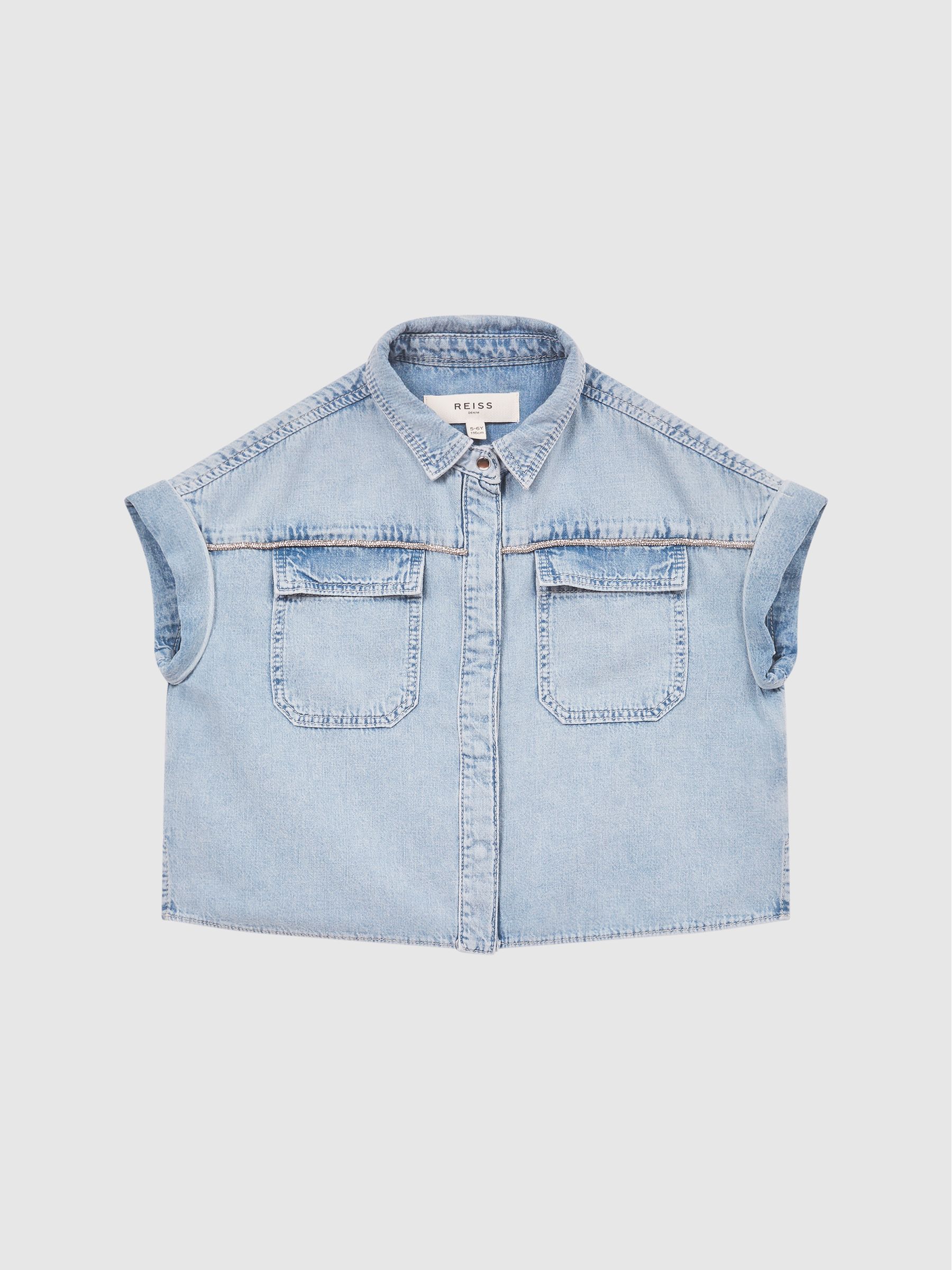 Reiss Sandie crop top van denim