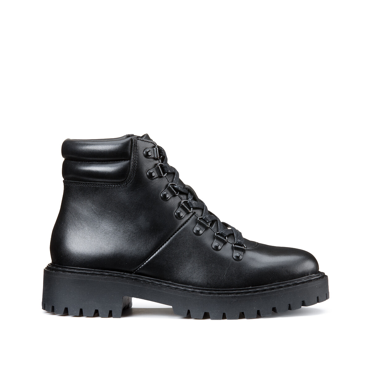 COLEÇÃO LA REDOUTE<br>Botas de cano curto em couro estilo montanhismo, sola ranhurada