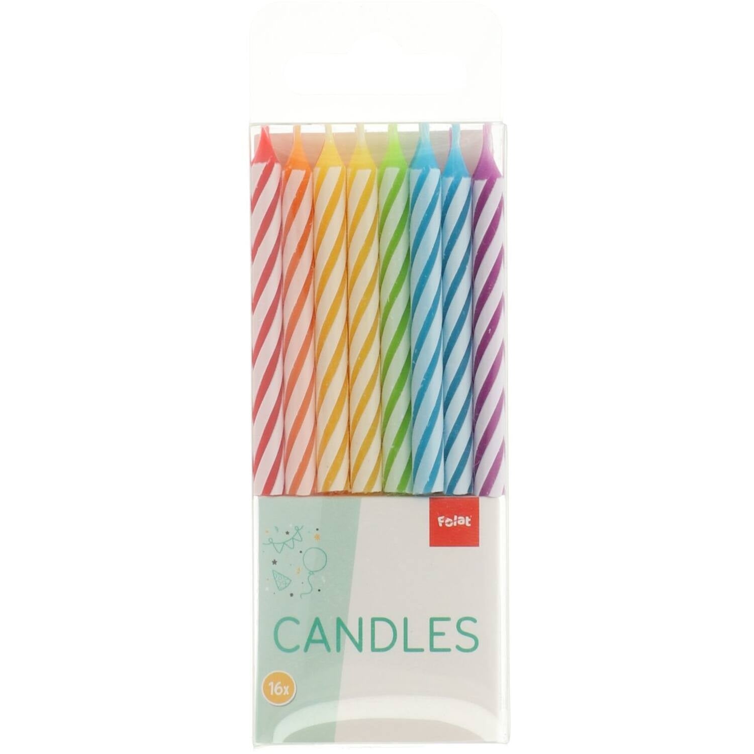 Kaarsjes Rainbow Twist 6cm 10 stuks