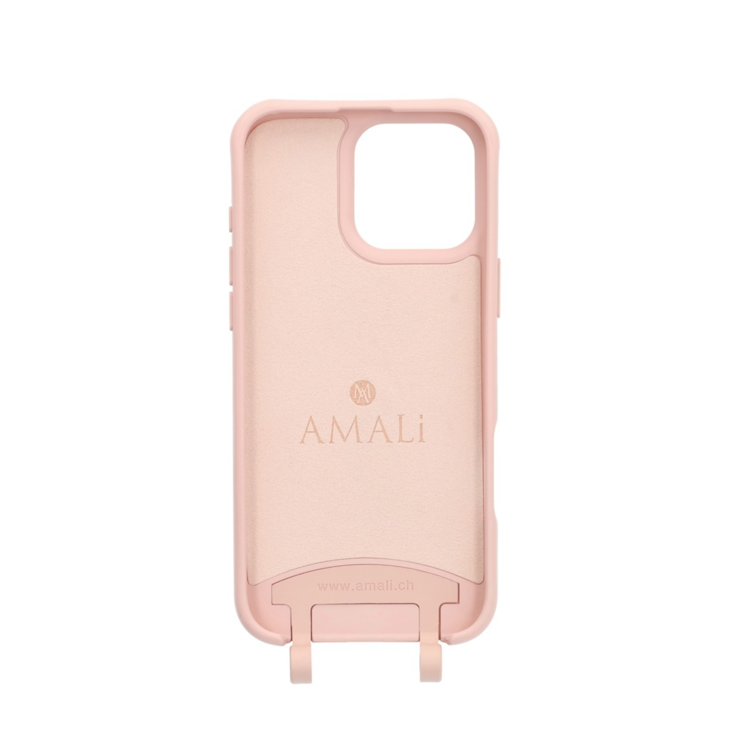 iPhone 14 Pro Max Handy Hülle Elegantes Case mit abnehmbarem Necklace Adapter - Pink / Silver