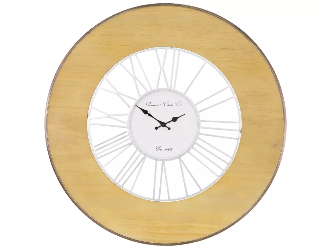 Grande horloge murale XXL ronde Ø 85 cm bois/métal rétro silencieux Alfheim