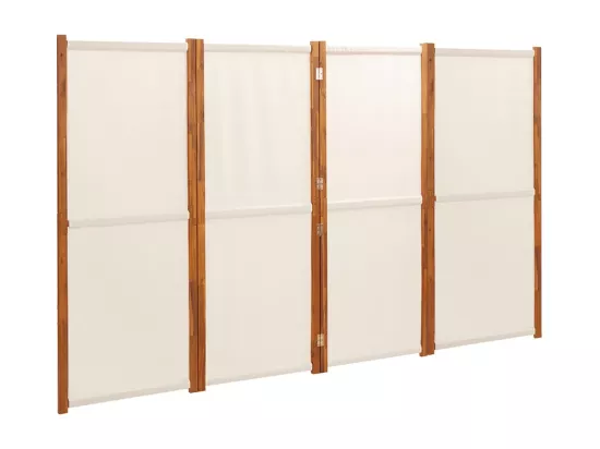 Cloison de séparation 4 panneaux Blanc crème 280x180 cm