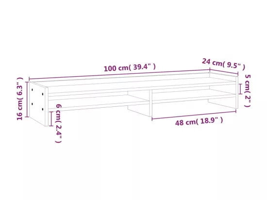 Support pour moniteur 100x24x16 cm Bois de pin solide