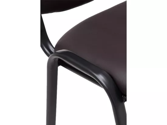 Chaise de salle à manger - Similicuir & Métal noir mat - Marron - Ken