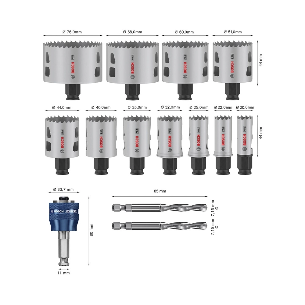 Bosch PRO Multi Material PC Plus Lochsägen-Set 20/68/76 mm 14-tlg. (2.608.594.426)
