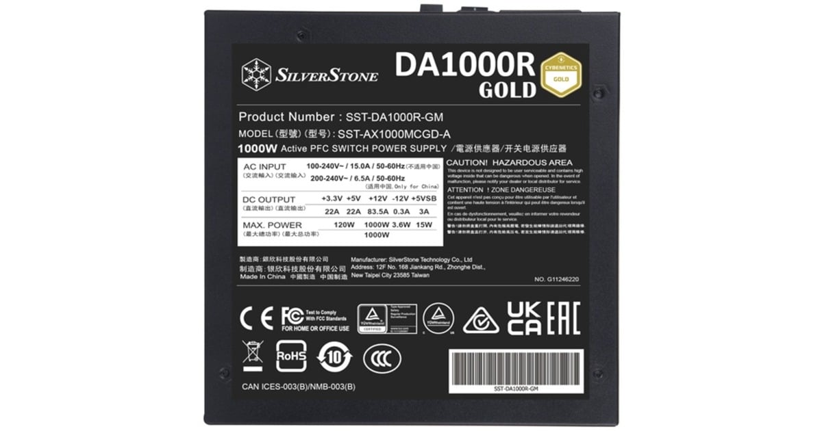 SilverStoneSST-DA1000R-GM modulaire 1000 watt voeding   (Zwart, 6x PCIe)