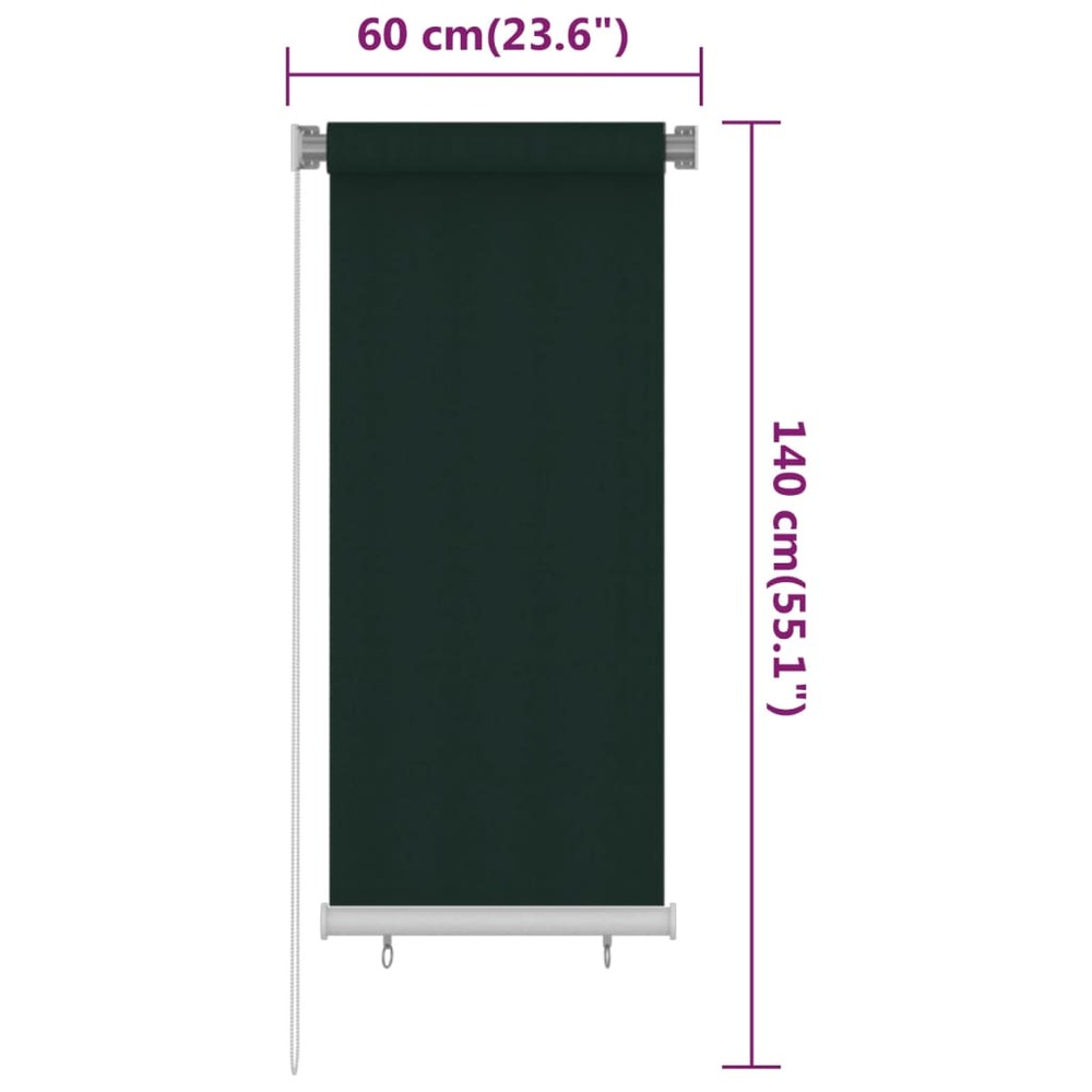 Store roulant d'extérieur 60x140 cm vert foncé pehd