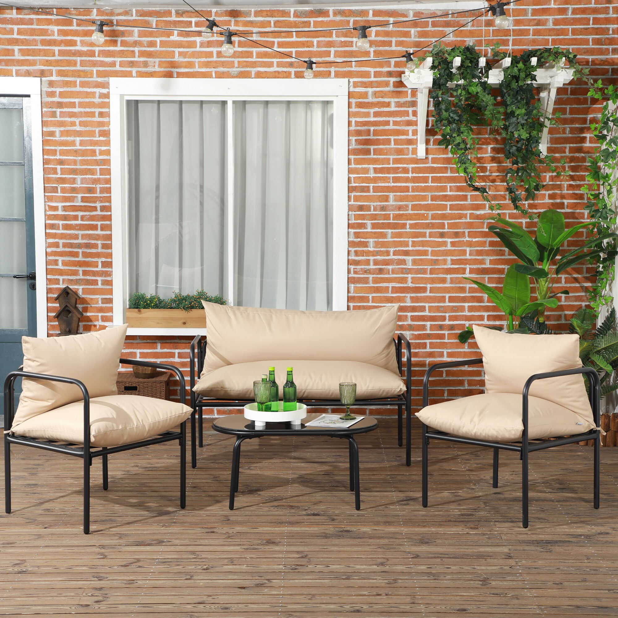 Outsunny Gartenmöbel-Set mit 2 Sessel braun 116L x 58B x 66H cm