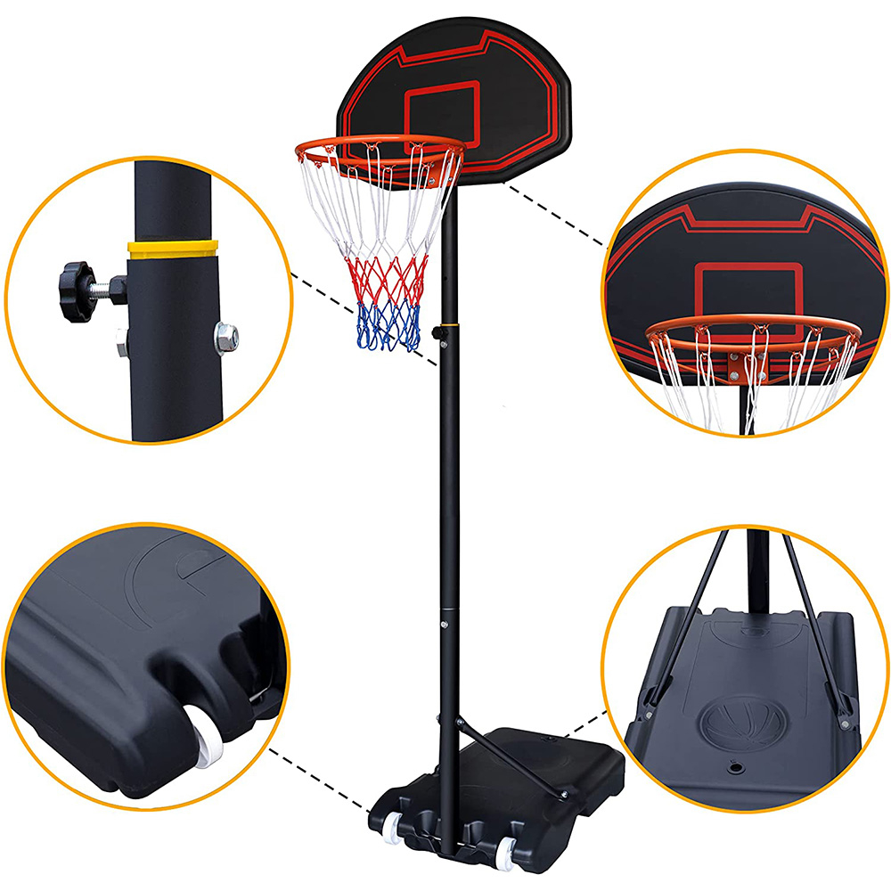 (2.1m) Basketball Korb Outdoor Spiel mit Höhenverstellbarem Ständer / Rollen - Schwarz