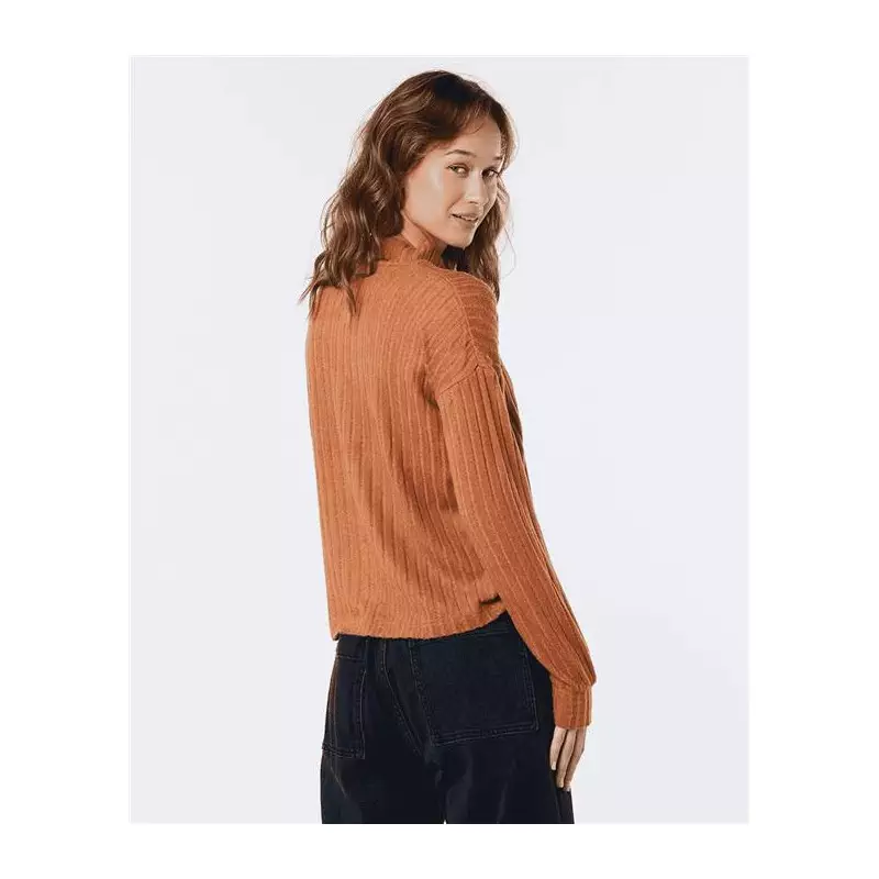 Pull femme RIPCURL Cosy Fleece Crew Light Brown