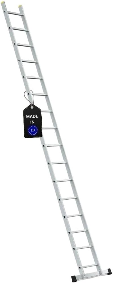 PROREGAL Economy Plus sportschuifladder met dwarsbalk, 16 sporten, werkhoogte 5,26 m, draagvermogen 150 kg