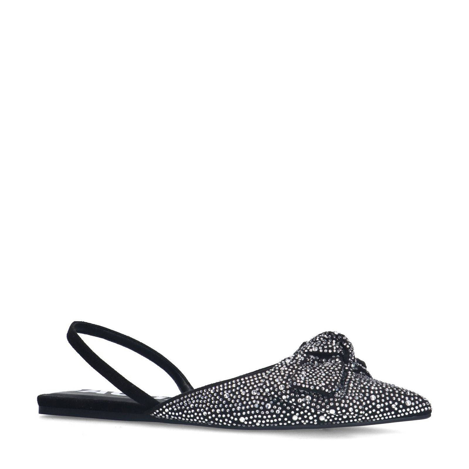 Sacha slingback ballerina's zwart met strass