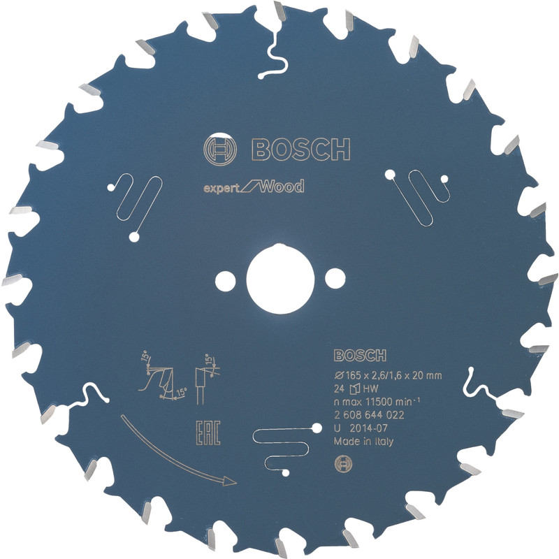 Bosch Expert For Wood cirkelzaagblad 165x20x2,6mm 24T*