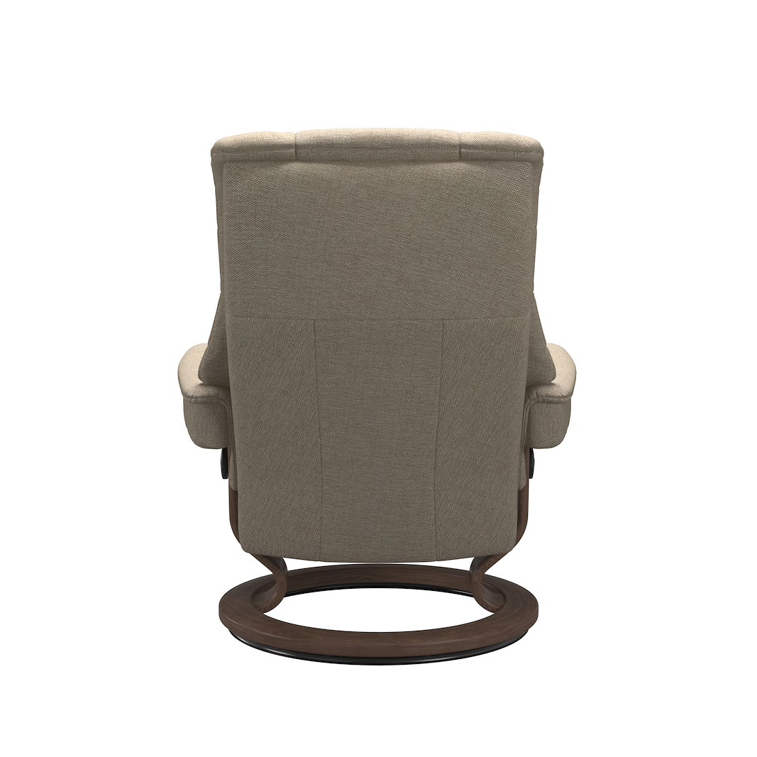 Mayfair (M) Classic lenestol med krakk Tekstil Daisy Beige og Classic understell valnøttbeiset.