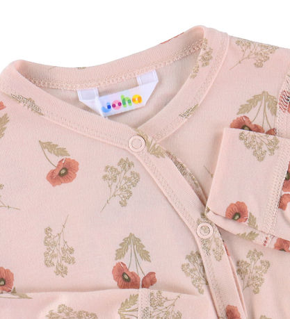 Joha Wickelbody l/ä - Viskose/Bambus - Rosa m. Blume