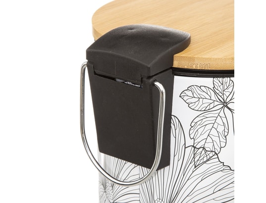 FIVE SIMPLY SMART - Poubelle à pédale Poubelle blackflora 3l en bambou et métal