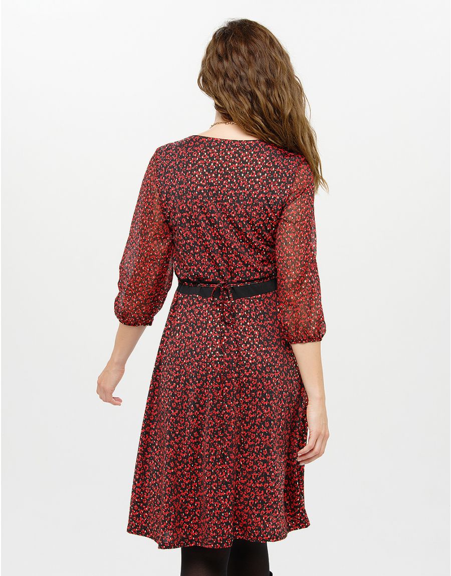 Robe voile imprimé rouge