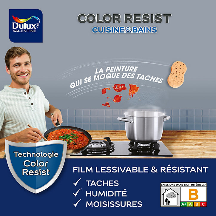 Peinture murs et boiseries Color Resist cuisine Dulux Valentine mat écru 2,5L