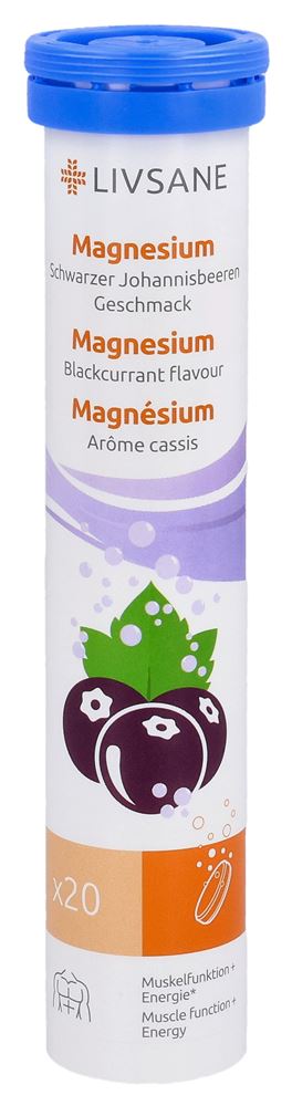LIVSANE Magnesium Schwarzer Johannisbeeren Geschmack 20 Stk