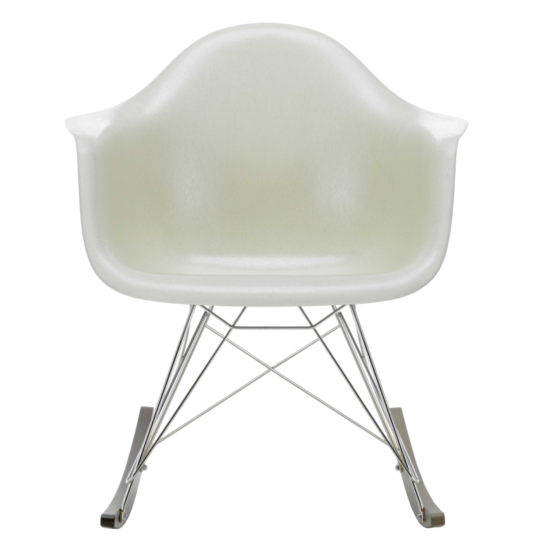 Vitra Eames RAR Fiberglass schommelstoel esdoorn donker, parchment