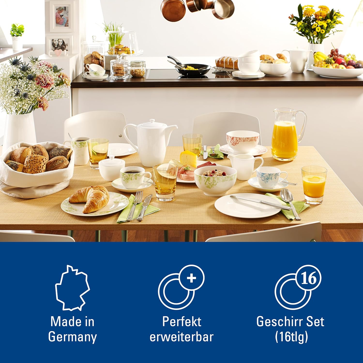Villeroy & Boch – For Me Starter-Set 16 Teilig Für 4 Personen, Geschirrset Weiß, Kombiservice Weiß, Teller, Tassen, Bowls, Premium Porzellan