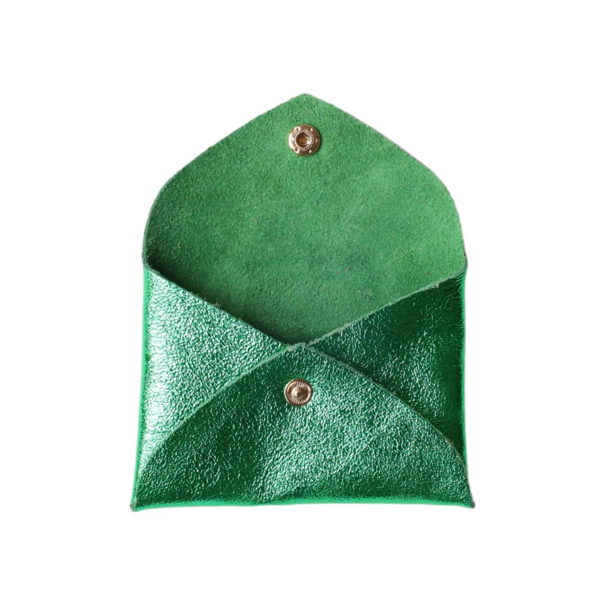 Porte-monnaie enveloppe cuir vert émeraude Maison Suzanne