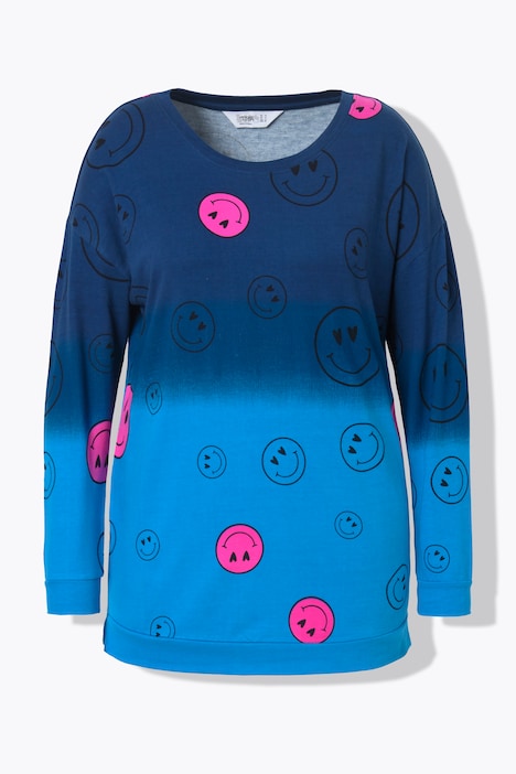 Sweatshirt, oversized, Farbverlauf Smiley, Langarm