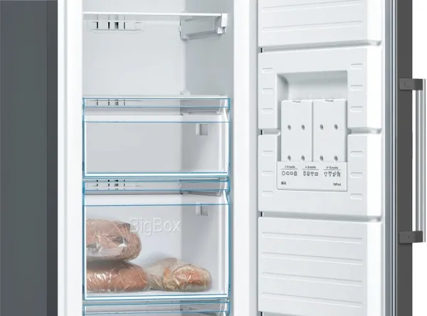 Bosch Serie | 4 GSN36VXEP - Fryser - stående - bredde: 60 cm - dybde: 65 cm - højde: 186 cm - 242 liter - Klasse E - børstet sort stål