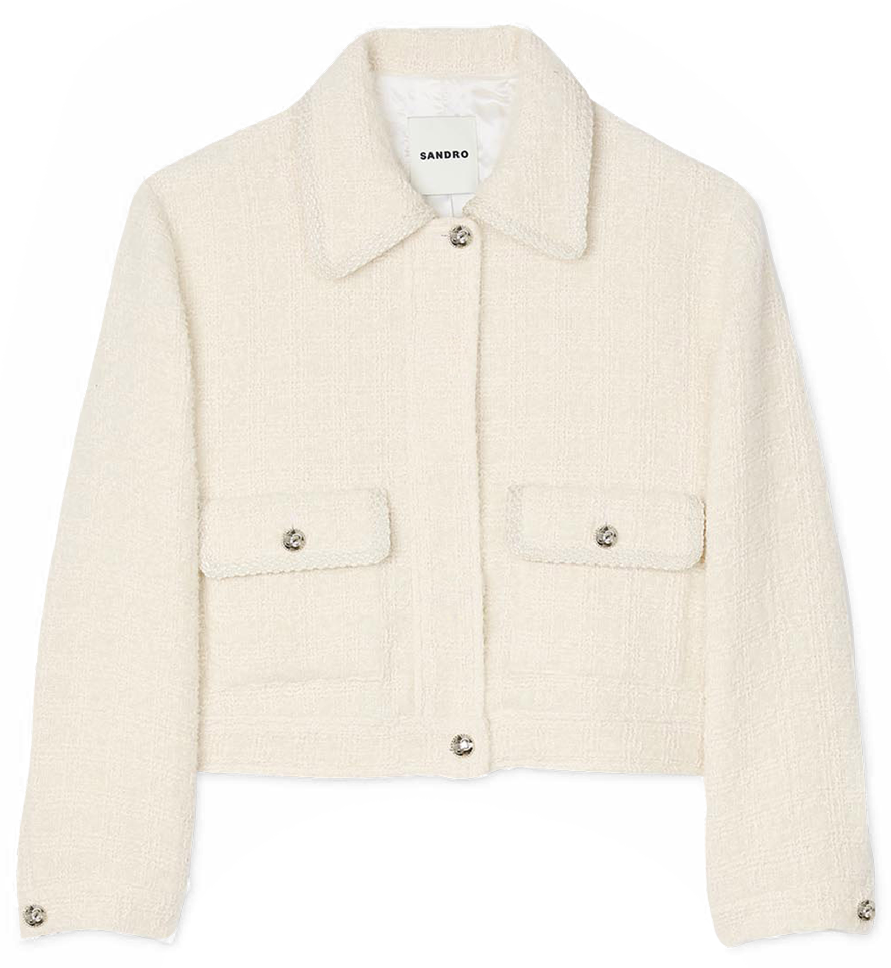 Veste col classique en coton mélangé| Blanc
