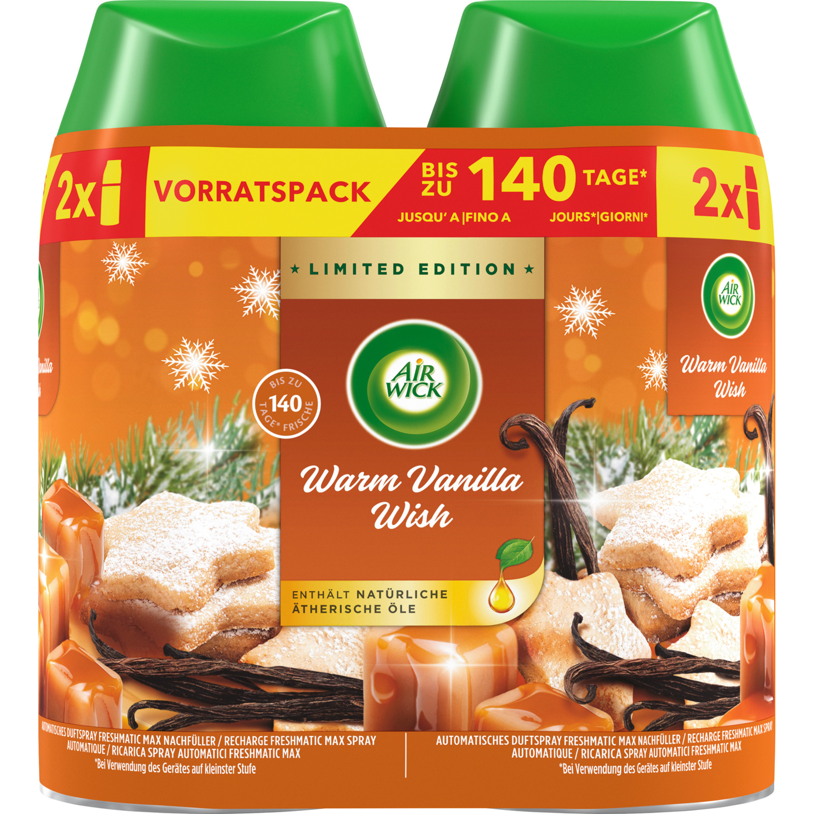 Airwick Fresh Warm Vanilla Nachfüller für Automatischen Duftspray 2 x 250 ml