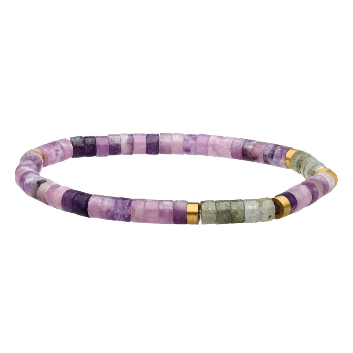Bracelet Perles Heishi 4 Mm Améthyste Et Pierre De Lune-Medium-18cm