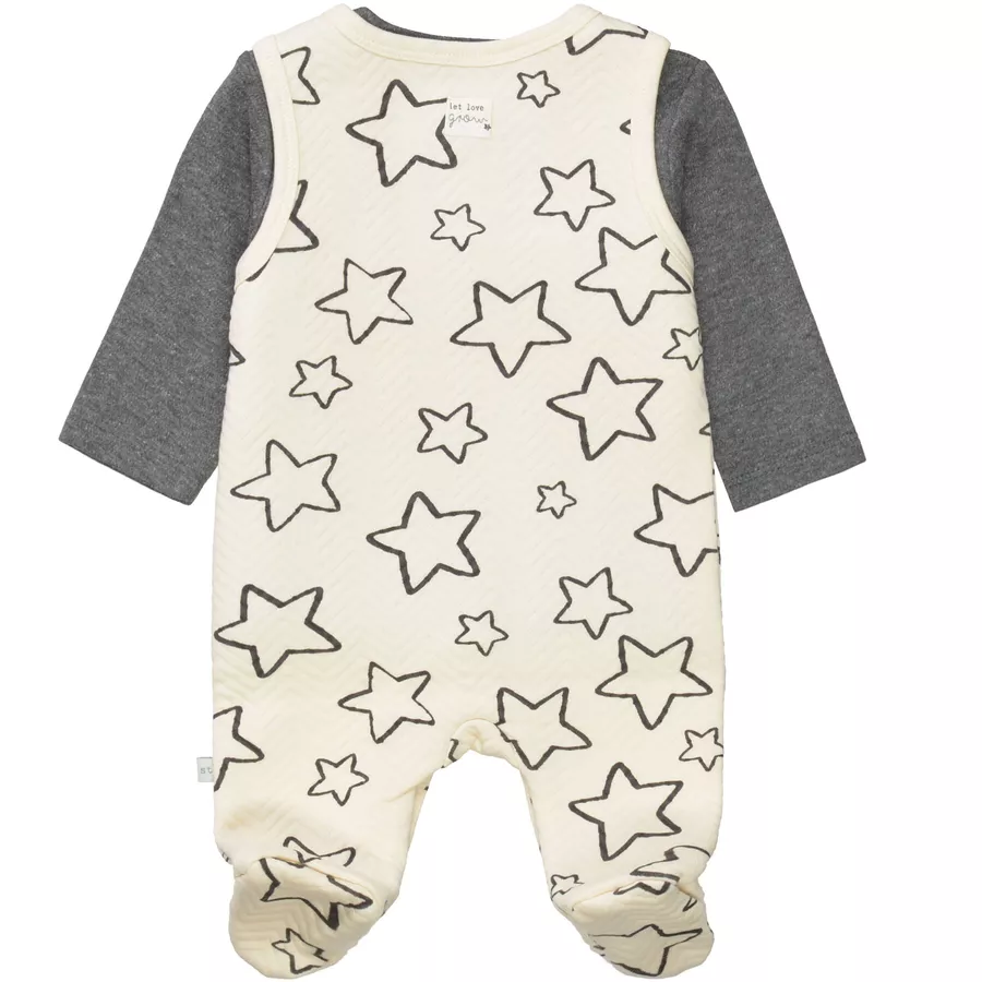 Staccato Strampler+Shirt ivory gemustert