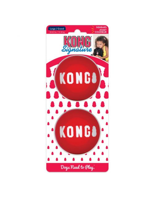 Kong Signature Balls 2-Pak Rood - Hondenspeelgoed