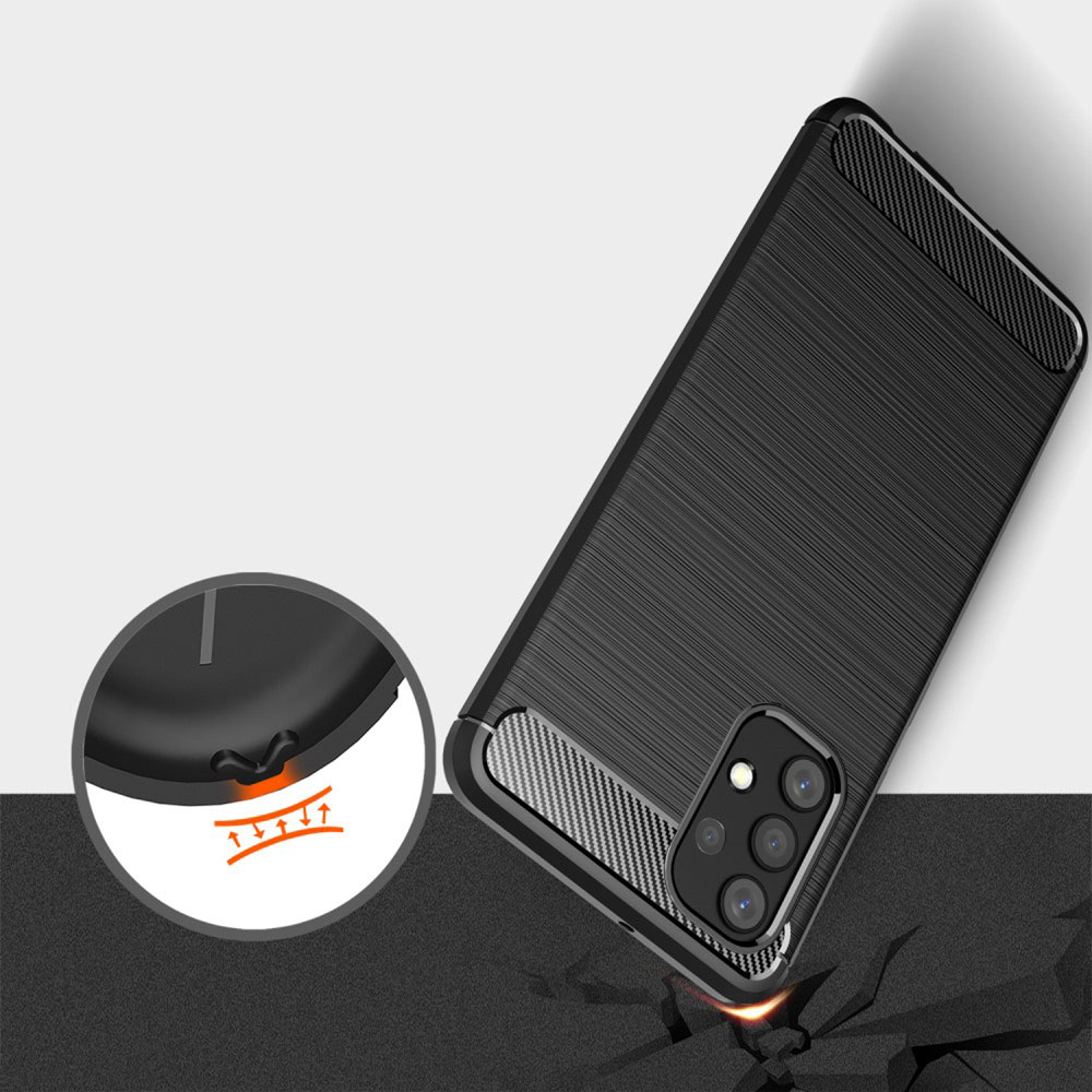 Samsung Galaxy A32 (4G) Gummi Case Schutzhülle im Carbon Look - Schwarz