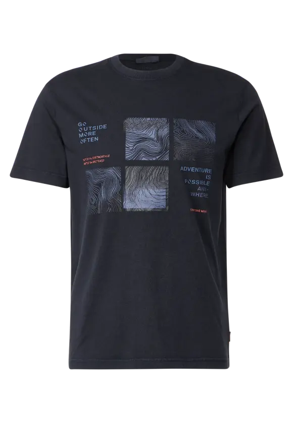 T-Shirt in washed Optik - deep blue