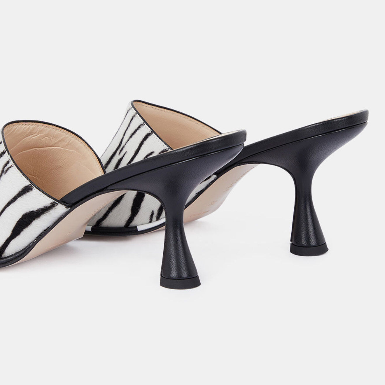 Wandler Mules à poils ras noir/blanc - Talon 8 cm
