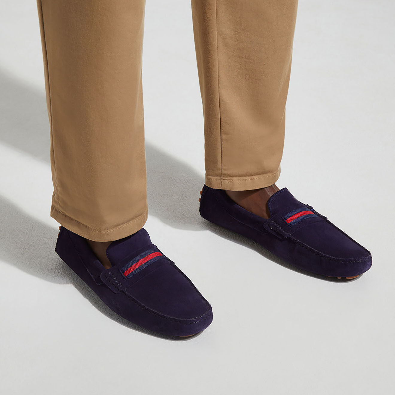 Comptoir GL Mocassins en Velours de Cuir Ferdie bleu marine