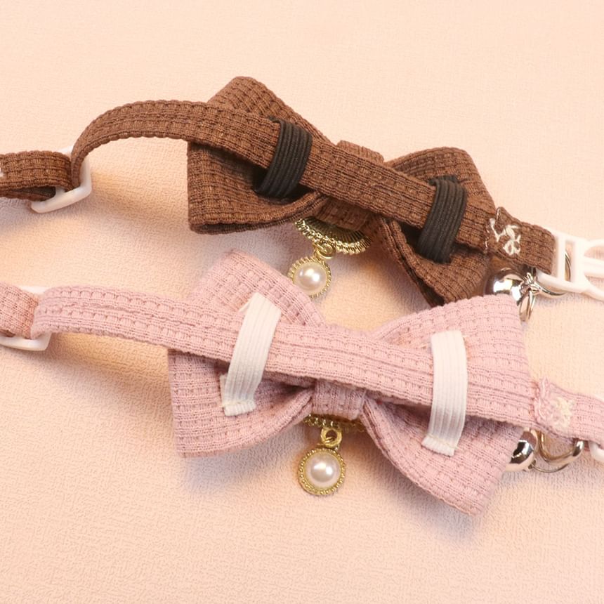 Karnemelk - Huisdierhalsband met imitatieparels en wafelpatroon
