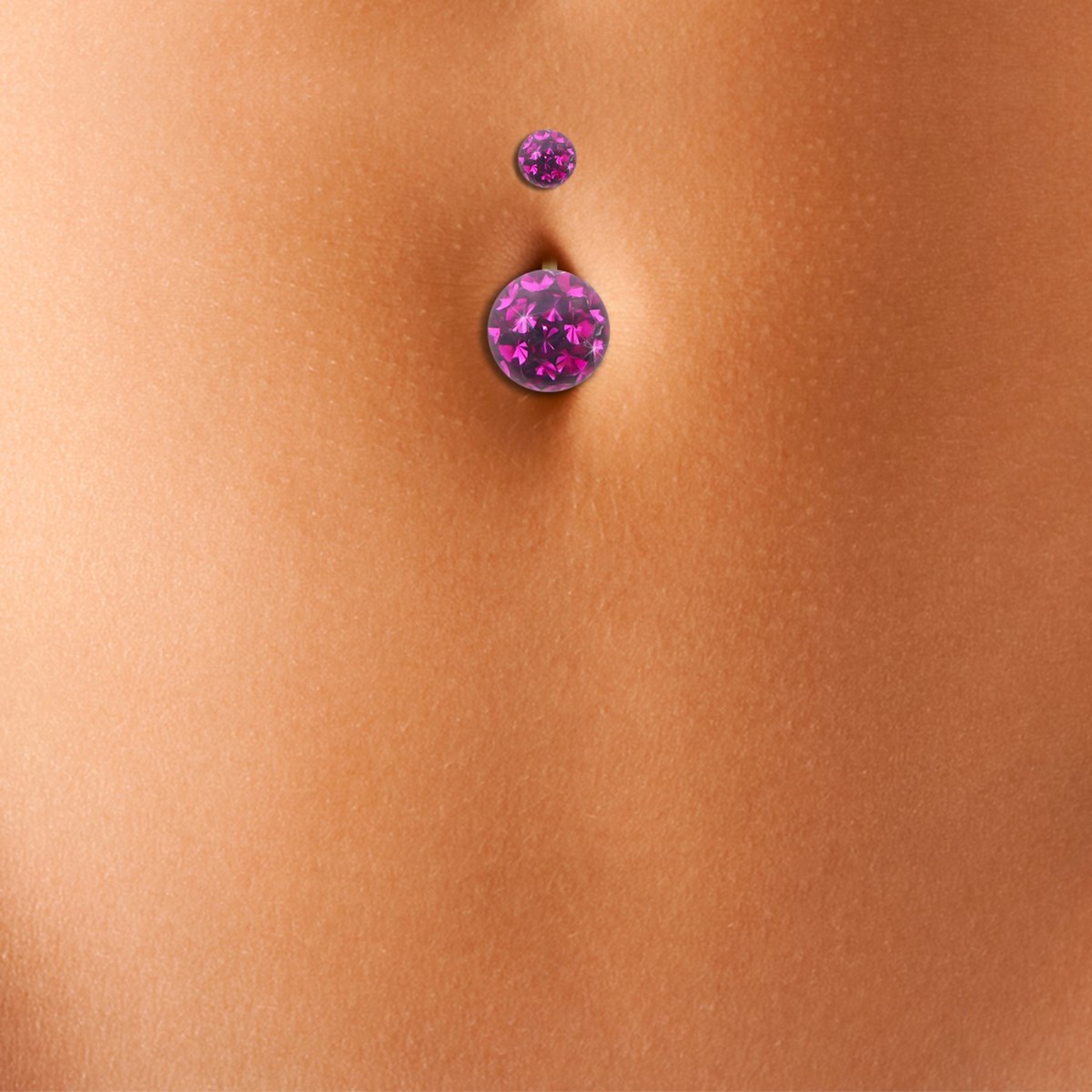 Piercing de nombril en or jaune et cristal de Swarovski blanc (grand modèle)
