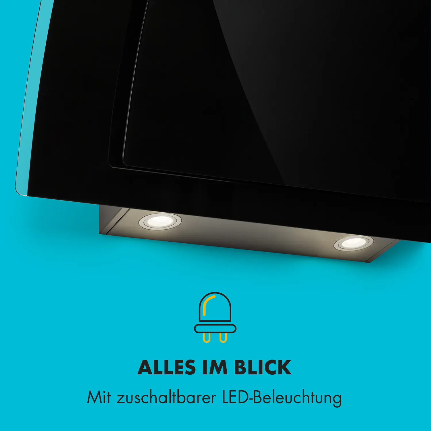 Sabia 90 Dunstabzugshaube 90cm 600m³/h LEDs 3 Leistungsstufen schwarz Schwarz