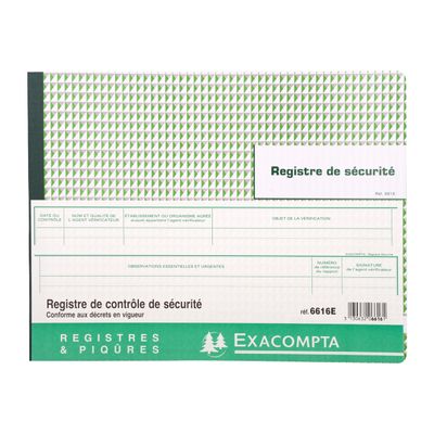 Exacompta - Registre des contrôles de santé et de sécurité au travail - 24 x 32 cm