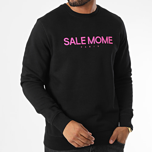 Sweat Crewneck Lapin Noir Rose Fluo