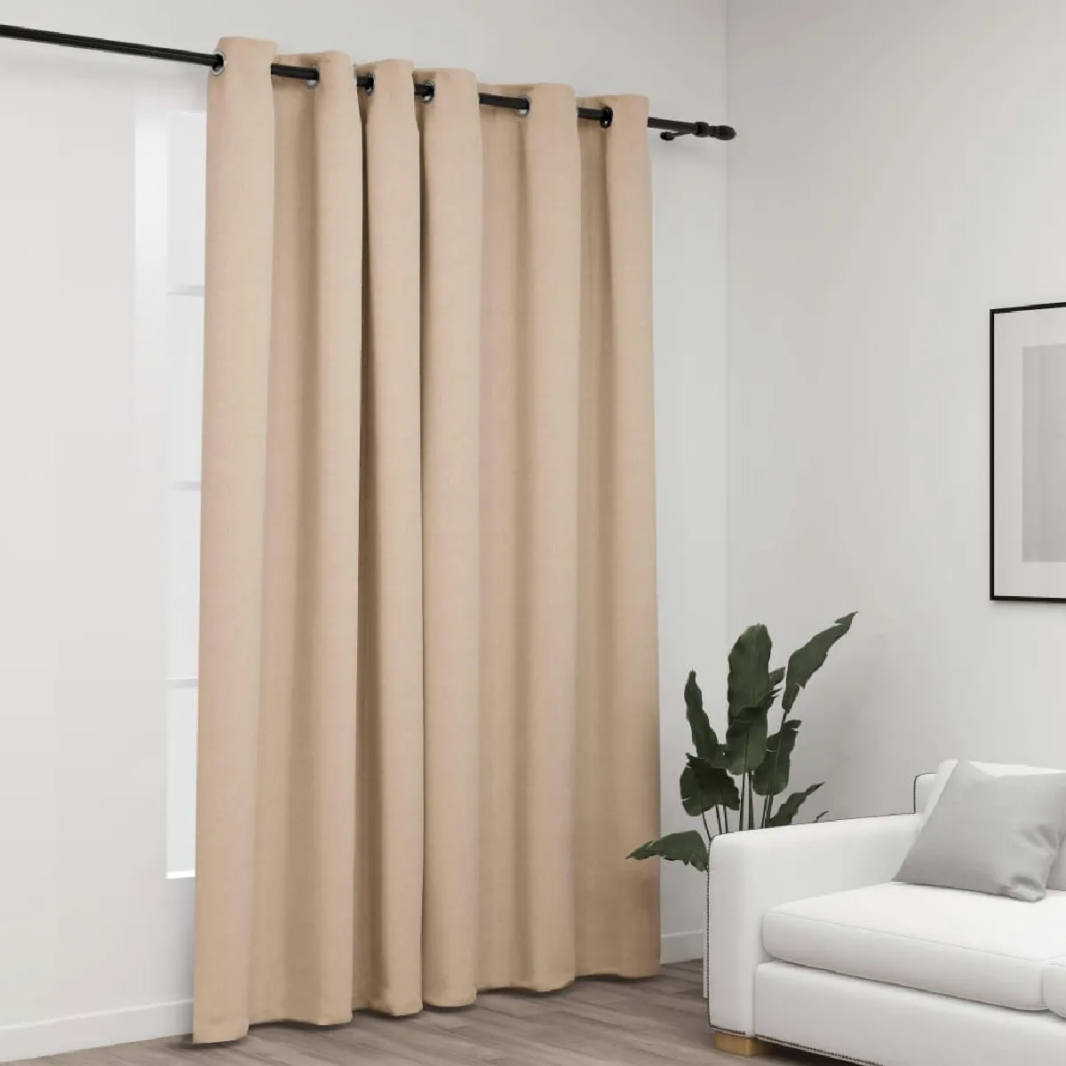 vidaXL Rideau occultant beige 290x245 cm avec œillets