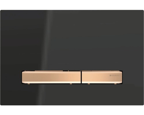 GEBERIT Sigma 50 bedieningsplaat, glanzend zwarte plaat / glanzend roségouden knop, 115.670.DW.2